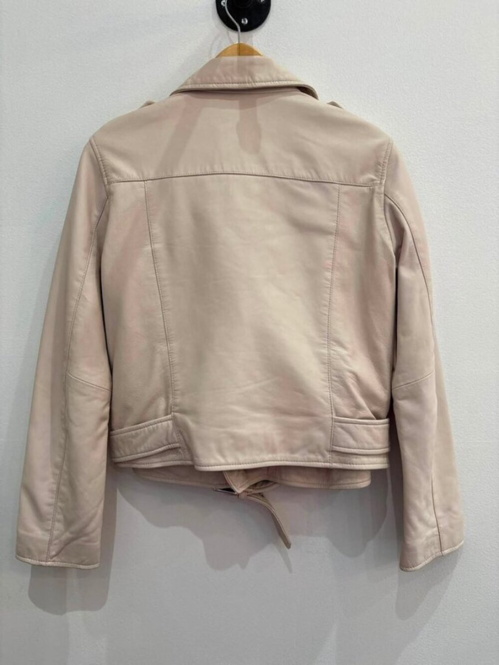 All Saints NWT Balfern Biker Leather Jacket in Powder Pink - Size 10 - Picture 5 of 12